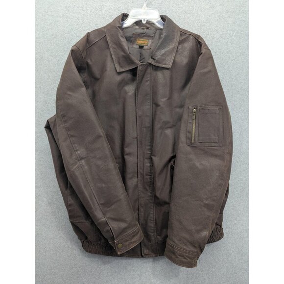 Boulder Creek Leather Bomber Jacket Mens 4XLT Brown Full Zip Lined Pockets